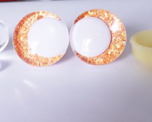 orange color 3D offcentre eyes white pupil clear toy eyes with sinker washer 14mm-35mm option for craft doll -T10