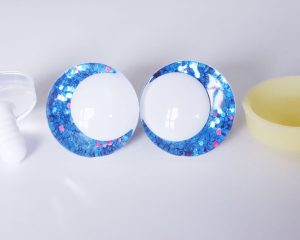 dark blue color 3D offcentre eyes white pupil clear toy eyes with sinker washer 14mm-35mm option for craft doll -T10