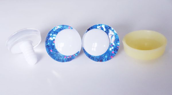 dark blue  color 3D offcentre eyes white  pupil clear toy eyes with sinker washer 14mm-35mm option  for craft doll -T10