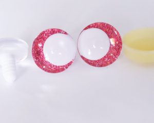 rose red color 3D offcentre eyes white pupil clear toy eyes with sinker washer 14mm-35mm option for craft doll -T10