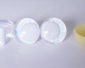 light blue color 3D offcentre eyes white pupil clear toy eyes with sinker washer 14mm-35mm option for craft doll -T10