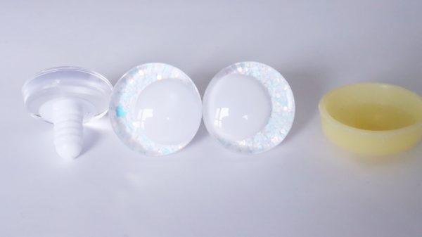 light blue color 3D offcentre eyes white  pupil clear toy eyes with sinker washer 14mm-35mm option  for craft doll -T10