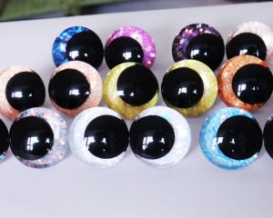 mixed color 3D offcentre eyes black pupil clear toy eyes with sinker washer 12mm-40mm option  for craft doll -T10