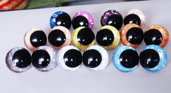mixed color 3D offcentre eyes black pupil clear toy eyes with sinker washer 12mm-40mm option  for craft doll -T10