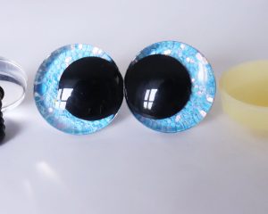 blue color 3D offcentre eyes black pupil clear toy eyes with sinker washer 12mm-40mm option for craft doll -T10