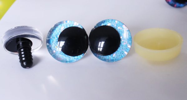 blue color 3D offcentre eyes black pupil clear toy eyes with sinker washer 12mm-40mm option  for craft doll -T10