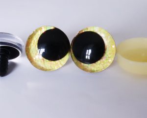 yellow color 3D offcentre eyes black pupil clear toy eyes with sinker washer 12mm-40mm option for craft doll -T10