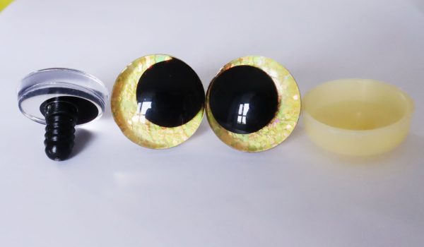 yellow color 3D offcentre eyes black pupil clear toy eyes with sinker washer 12mm-40mm option  for craft doll -T10