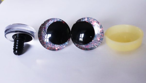 gray color 3D offcentre eyes black pupil clear toy eyes with sinker washer 12mm-40mm option  for craft doll -T10