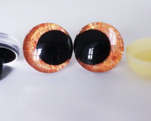 orange color 3D offcentre eyes black pupil clear toy eyes with sinker washer 12mm-40mm option for craft doll -T10