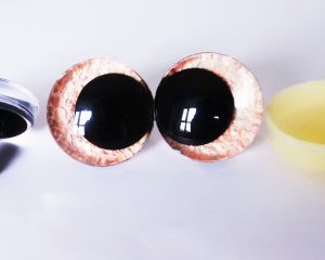 light orange color 3D offcentre eyes black pupil clear toy eyes with sinker washer 12mm-40mm option for craft doll -T10