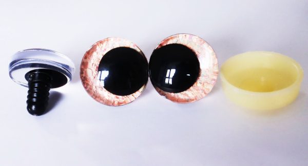 light orange color 3D offcentre eyes black pupil clear toy eyes with sinker washer 12mm-40mm option  for craft doll -T10