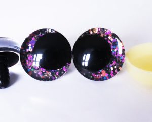 mix glitter color 3D offcentre eyes black pupil clear toy eyes with sinker washer 12mm-40mm option for craft doll -T10