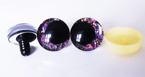 mix glitter color 3D offcentre eyes black pupil clear toy eyes with sinker washer 12mm-40mm option  for craft doll -T10