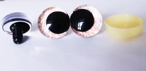 pink orange color 3D offcentre eyes black pupil clear toy eyes with sinker washer 12mm-40mm option  for craft doll -T10