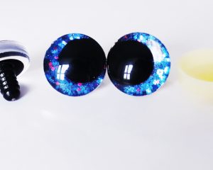 dark blue color 3D offcentre eyes black pupil clear toy eyes with sinker washer 12mm-40mm option for craft doll -T10