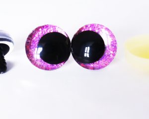 purple color 3D offcentre eyes black pupil clear toy eyes with sinker washer 12mm-40mm option for craft doll -T10