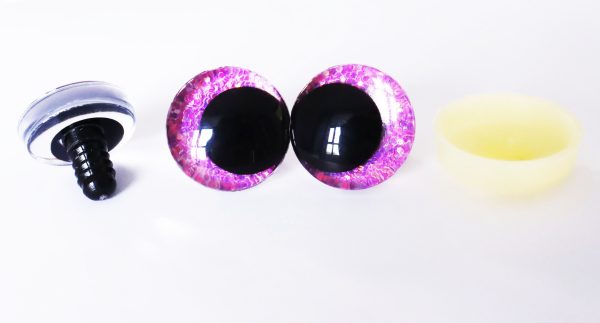 purple color 3D offcentre eyes black pupil clear toy eyes with sinker washer 12mm-40mm option  for craft doll -T10