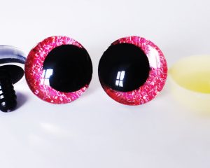 rose red color 3D offcentre eyes black pupil clear toy eyes with sinker washer 12mm-40mm option for craft doll -T10