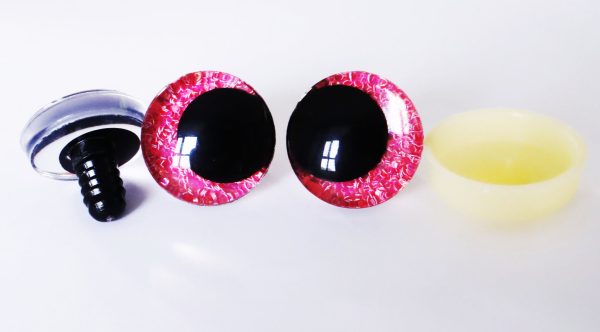 rose red color 3D offcentre eyes black pupil clear toy eyes with sinker washer 12mm-40mm option  for craft doll -T10
