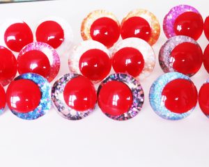 mixed color 3D offcentre eyes red pupil clear toy eyes with sinker washer 14mm-35mm option  for craft doll -T10