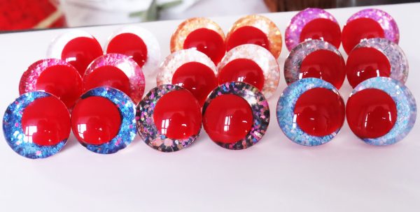 mixed color 3D offcentre eyes red pupil clear toy eyes with sinker washer 14mm-35mm option  for craft doll -T10 - Image 3