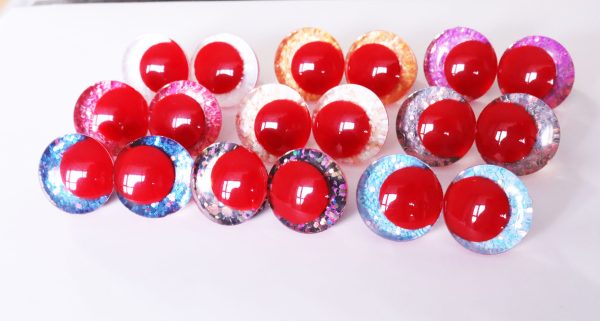 mixed color 3D offcentre eyes red pupil clear toy eyes with sinker washer 14mm-35mm option  for craft doll -T10 - Image 2
