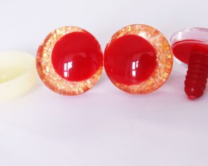 orange color 3D offcentre eyes red pupil clear toy eyes with sinker washer 14mm-35mm option for craft doll -T10