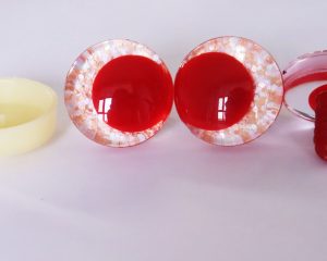 pink orange color 3D offcentre eyes red pupil clear toy eyes with sinker washer 14mm-35mm option for craft doll -T10