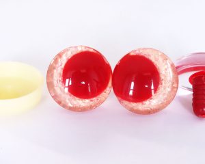 light orange color 3D offcentre eyes red pupil clear toy eyes with sinker washer 14mm-35mm option for craft doll -T10