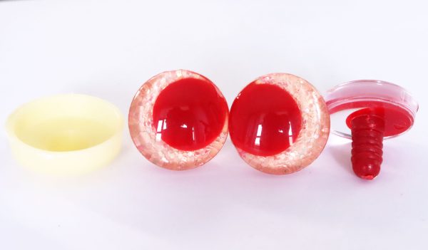 light orange color 3D offcentre eyes red pupil clear toy eyes with sinker washer 14mm-35mm option  for craft doll -T10