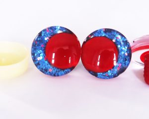 dark blue color 3D offcentre eyes red pupil clear toy eyes with sinker washer 14mm-35mm option for craft doll -T10