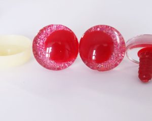 rose red color 3D offcentre eyes red pupil clear toy eyes with sinker washer 14mm-35mm option for craft doll -T10