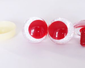 light blue color 3D offcentre eyes red pupil clear toy eyes with sinker washer 14mm-35mm option for craft doll -T10
