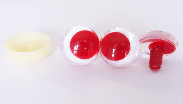 light blue  color 3D offcentre eyes red pupil clear toy eyes with sinker washer 14mm-35mm option  for craft doll -T10
