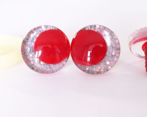 gray color 3D offcentre eyes red pupil clear toy eyes with sinker washer 14mm-35mm option  for craft doll -T10