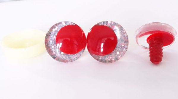 gray color 3D offcentre eyes red pupil clear toy eyes with sinker washer 14mm-35mm option  for craft doll -T10