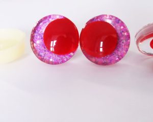 purple color 3D offcentre eyes red pupil clear toy eyes with sinker washer 14mm-35mm option  for craft doll -T10