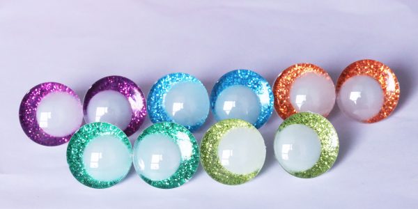 mixed color 3D luminous pupil offcentre eyes  clear toy eyes with sinker washer  with disc for craft doll -20mm-25mm-30mm - Image 2
