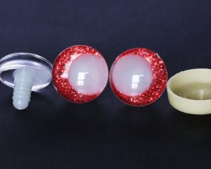 red disc 3D luminous pupil offcentre eyes  clear toy eyes with sinker washer for craft doll -20mm-25mm-30mm