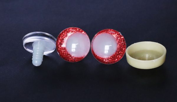 red disc 3D luminous pupil offcentre eyes  clear toy eyes with sinker washer for craft doll -20mm-25mm-30mm