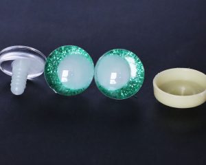 green disc 3D luminous pupil offcentre eyes  clear toy eyes with sinker washer for craft doll -20mm-25mm-30mm