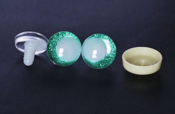 green disc 3D luminous pupil offcentre eyes  clear toy eyes with sinker washer for craft doll -20mm-25mm-30mm