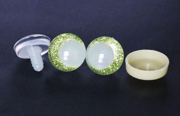 yellow green disc 3D luminous pupil offcentre eyes  clear toy eyes with sinker washer for craft doll -20mm-25mm-30mm