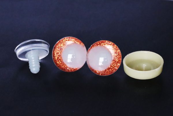 orange color  disc 3D luminous pupil offcentre eyes  clear toy eyes with sinker washer for craft doll -20mm-25mm-30mm