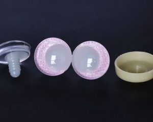 light pink color  disc 3D luminous pupil offcentre eyes  clear toy eyes with sinker washer for craft doll -20mm-25mm-30mm