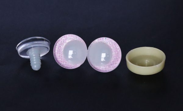 light pink color  disc 3D luminous pupil offcentre eyes  clear toy eyes with sinker washer for craft doll -20mm-25mm-30mm