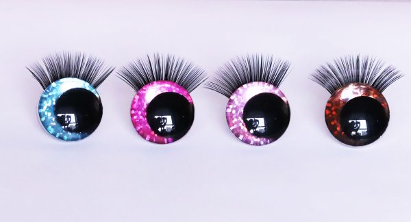 mixed color 3D offcentre eyes black pupil  toy eyes with sinker washer with black  eyelash tray 12mm-40mm option  for craft doll -B11 - Image 2