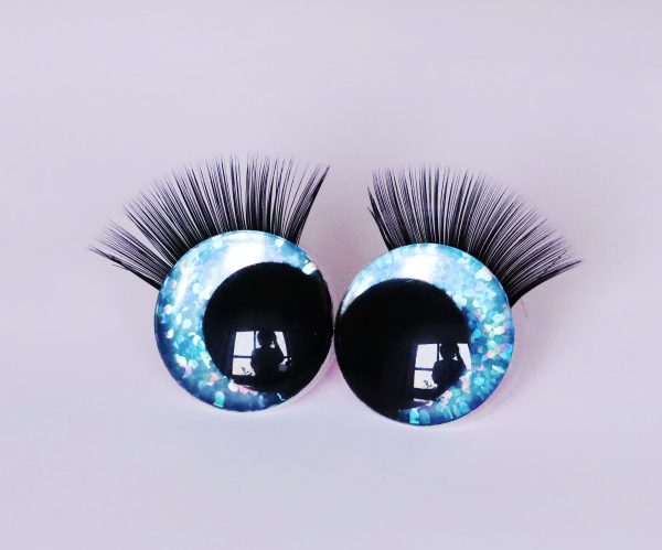 mixed color 3D offcentre eyes black pupil  toy eyes with sinker washer with black  eyelash tray 12mm-40mm option  for craft doll -B11 - Image 3