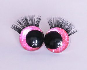 pink 3D offcentre eyes black pupil toy eyes with sinker washer with black eyelash tray 12mm-40mm option for craft doll -B11 (Copy)
